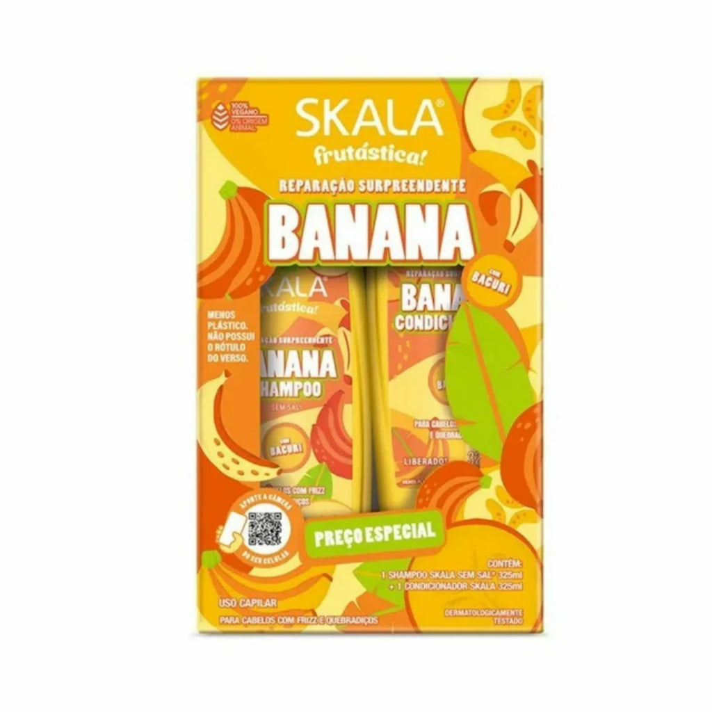 Kit Skala Frutástica! Banana 325ml (Shampoo + Acondicionador) | Reparación Sorprendente para Cabellos con Frizz y Quebradizos
