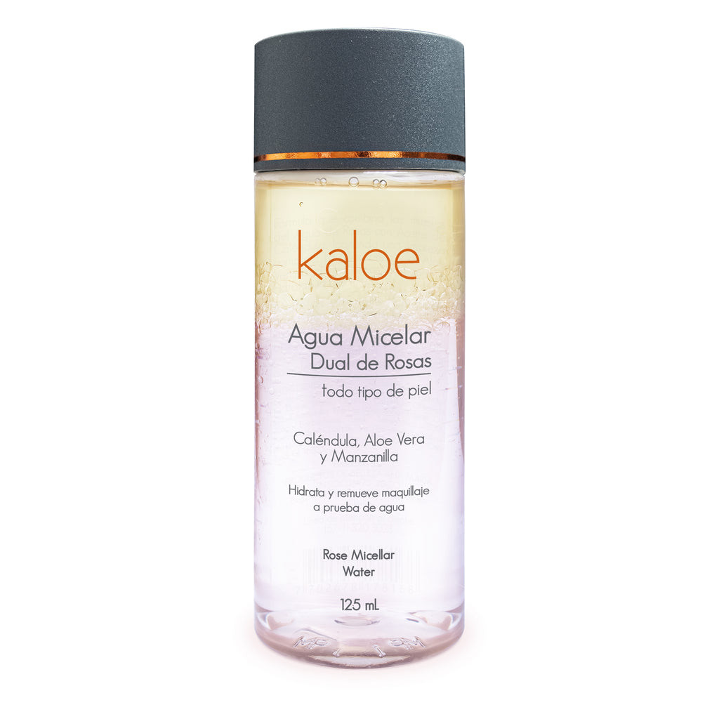Agua Micelar Dual de Rosas Kaloe | Con Caléndula, Aloe Vera y Manzanilla | 125 mL