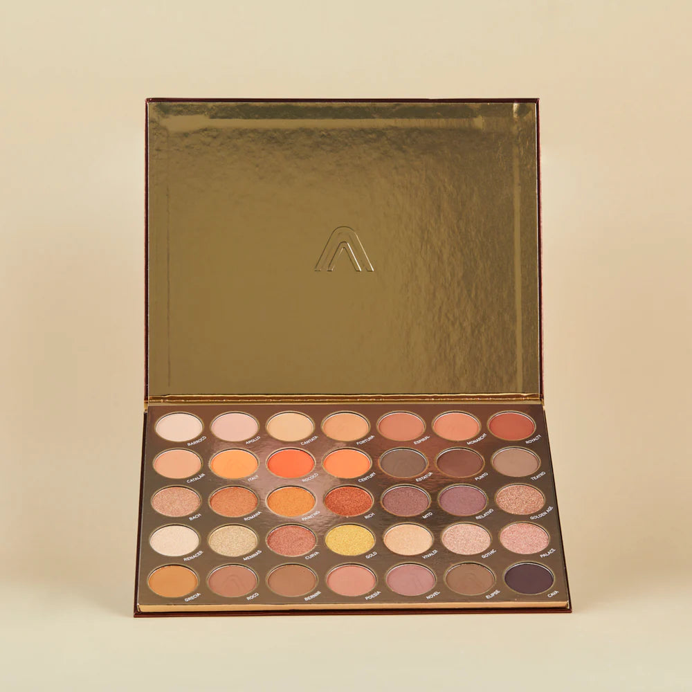 Paleta de Sombras Atenea Atemporal | 35 Tonos Elegantes | Acabado Profesional