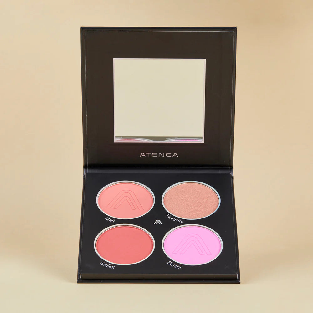 Paleta de Rostro Atenea Glam Black | Blush e Iluminador | Acabado Profesional