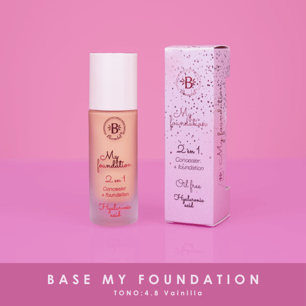 Base y Corrector 2 en 1 My Foundation Bloomshell | Tono 4.8 Vainilla con Ácido Hialurónico