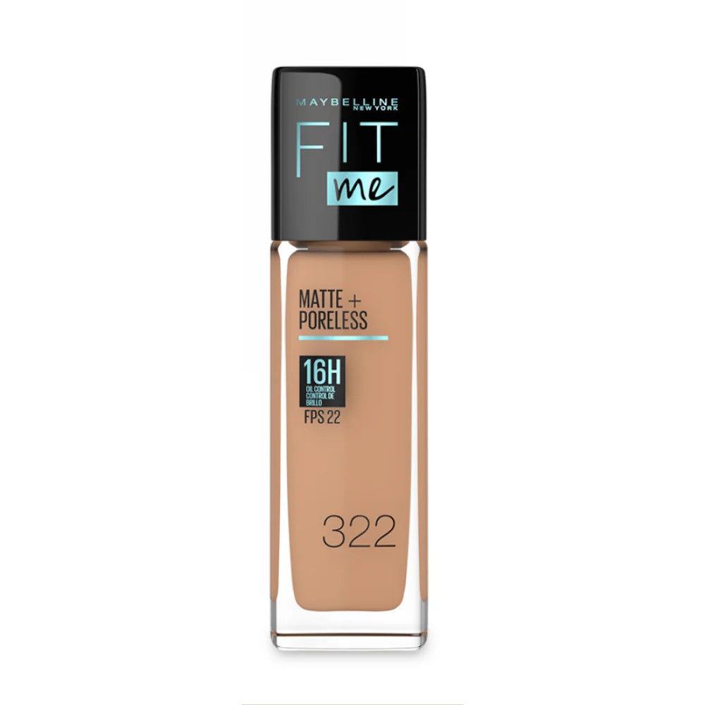 Base de Maquillaje Maybelline Fit Me Matte + Poreless | Tono 322 | 16H Control de Grasa y FPS 22