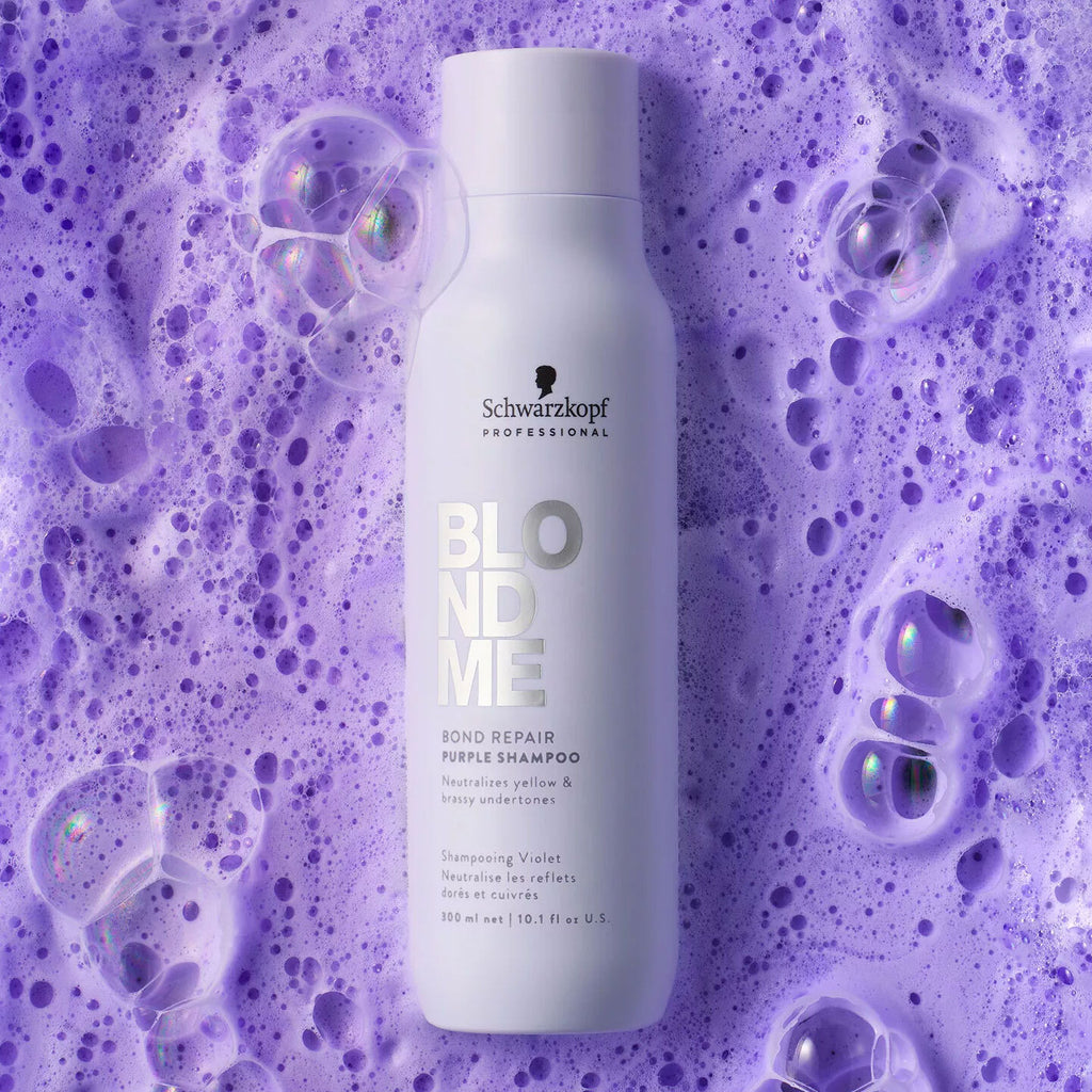 Shampoo Matizador Schwarzkopf BLONDME Bond Repair Purple Shampoo (300ml) | Neutralización de Tonos Amarillos y Reparación Profesional