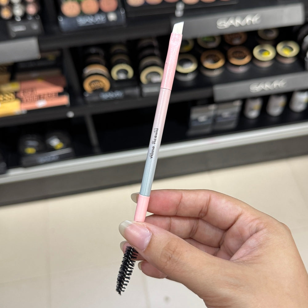 Brocha Dual para Cejas Alma Beauty - Pincel Angular y Cepillo (Spoolie)