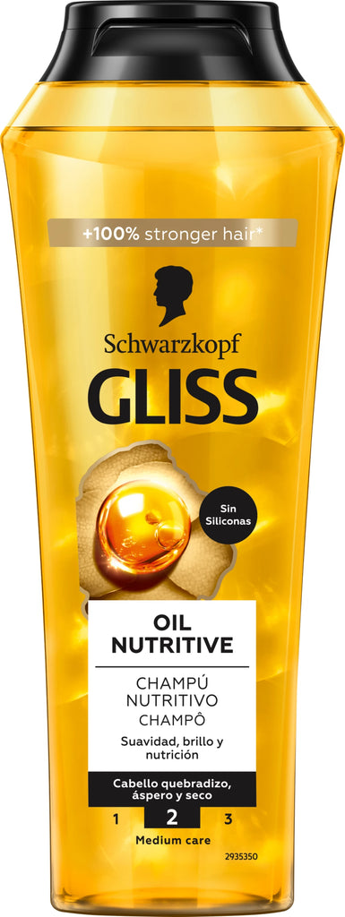 Champú Schwarzkopf Gliss Oil Nutritive | Nutrición para Cabello Quebradizo y Seco | 400 ml