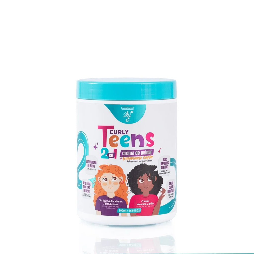 Crema de Peinar y Tratamiento 2 en 1 Curly Teens M&E | Definición y Brillo (500ml)