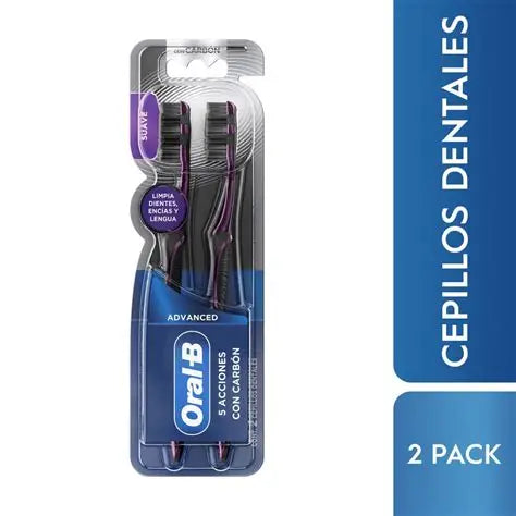 Pack 2 Cepillos de Dientes Oral-B 5 Acciones con Carbón Cerdas Suaves