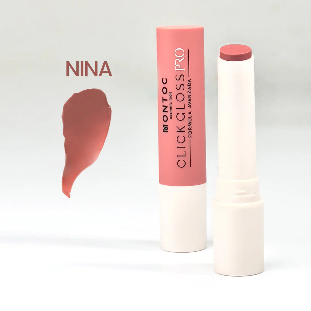 Labial Click Gloss Pro Montoc | Tono Nina | Fórmula Avanzada para un Brillo Impecable