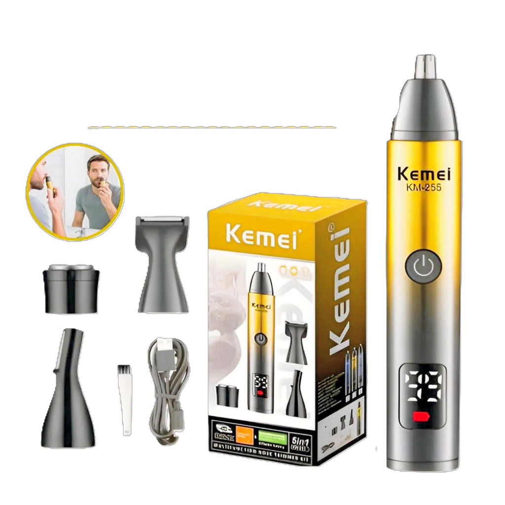 Cortadora de Vello Nasal y Kit de Aseo Kemei KM-255: Precisión Completa 4 en 1