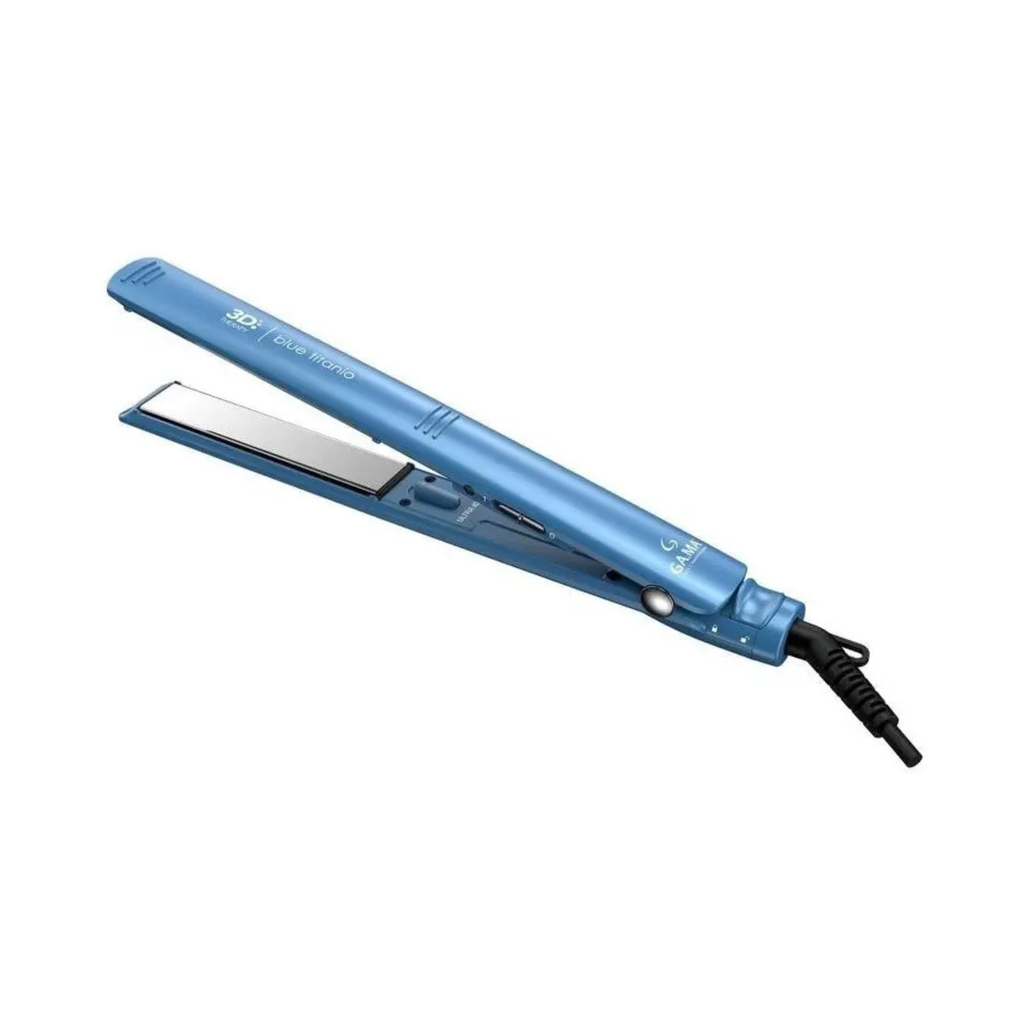 Plancha de Cabello GA.MA Italy Professional Blue Titanio | Alaciadora con Tecnología 3D Therapy Ultra Ion y Patines Largos