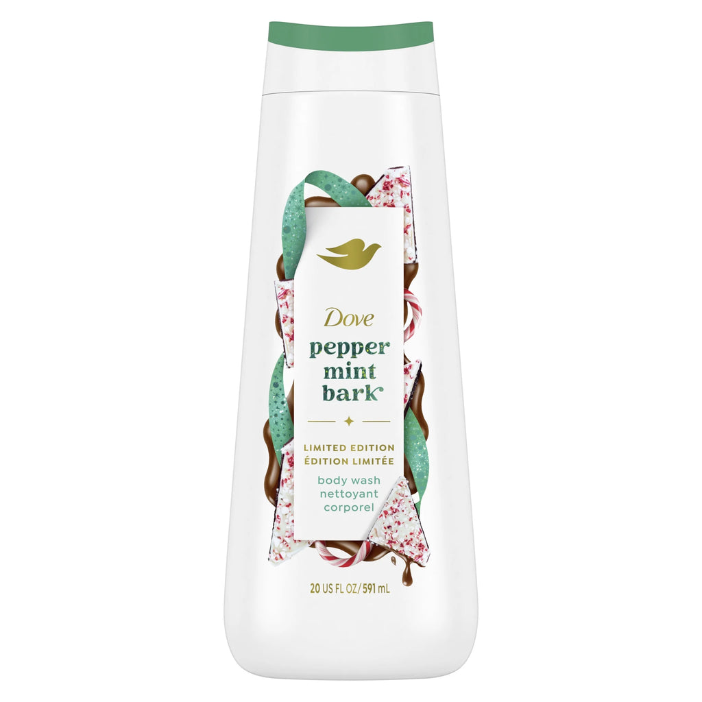 Gel de Baño Nutritivo Dove Limited Edition | Aroma Peppermint Bark | Limpieza Suave | 20 FL OZ