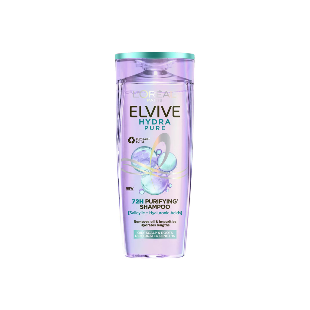 Shampoo L'Oréal Elvive Hydra Pure | Purificante con Ácido Salicílico y Hialurónico | 370ml