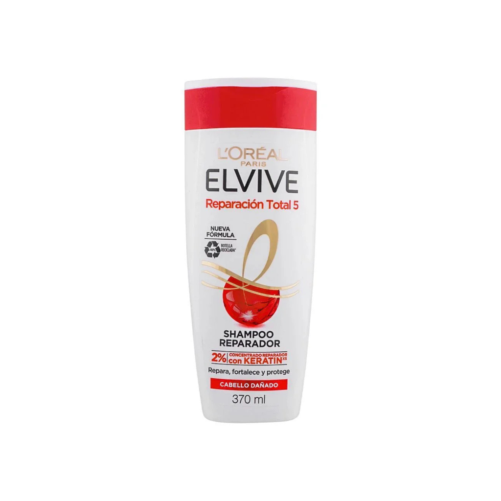 Shampoo L'Oréal Elvive Reparación Total 5 | Tratamiento para Cabello Dañado (370ml)