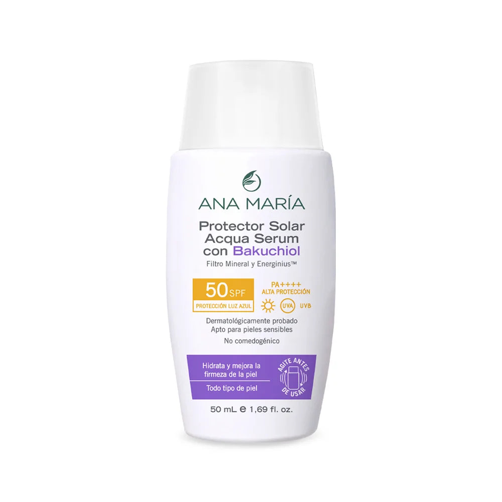 Protector Solar Acqua Serum con Bakuchiol Ana María SPF 50 - Hidratación y Firmeza