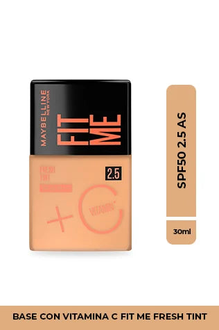 Maybelline Fit Me Fresh Tint Tono 2.5 | Base con Vitamina C y FPS 50