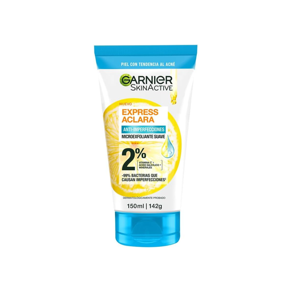 Garnier SkinActive Express Aclara Anti-Imperfecciones | Limpiador Microexfoliante Suave (150ml)