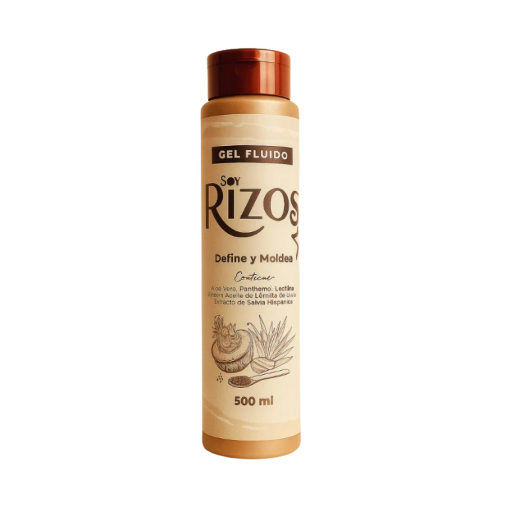 Gel Fluido Soy Rizos 500ml | Define y Moldea con Aloe Vera, Pantenol y Semillas de Uva (Formato Grande)