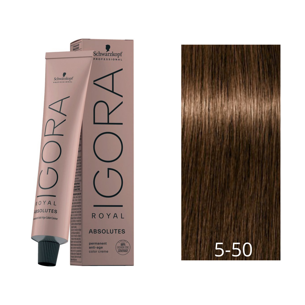 Igora Royal Absolutes 5-50 Castaño Claro Dorado Natural | Cobertura y Cuidado Antiedad Profesional