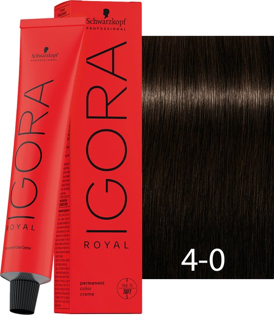 Tinte Igora Royal 4-0 Castaño Medio Natural | Coloración Profesional Permanente (Schwarzkopf)