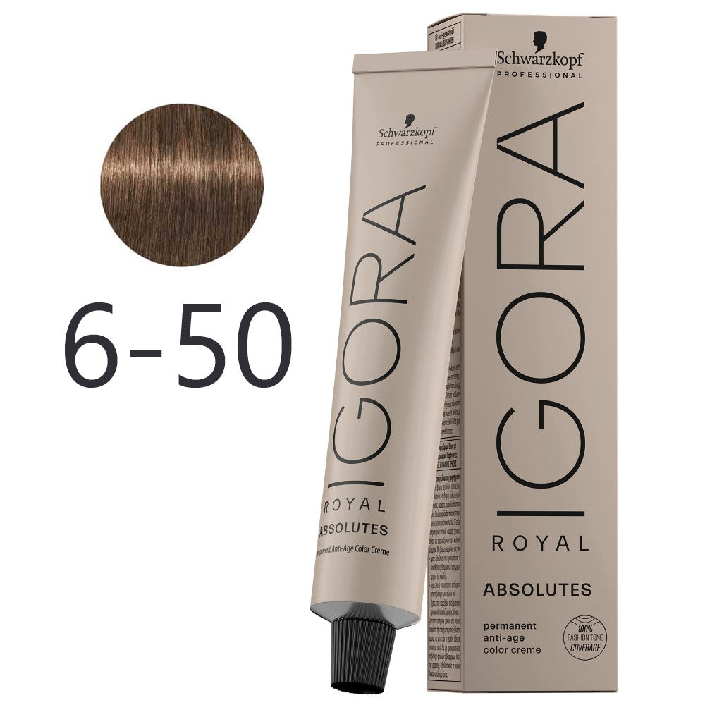 Igora Royal Absolutes 6-50 Castaño Oscuro Dorado Natural | Cobertura y Cuidado Antiedad