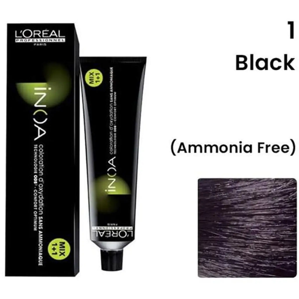 Tinte Permanente sin Amoníaco Inoa Tono 1 Negro | L'Oréal Professionnel