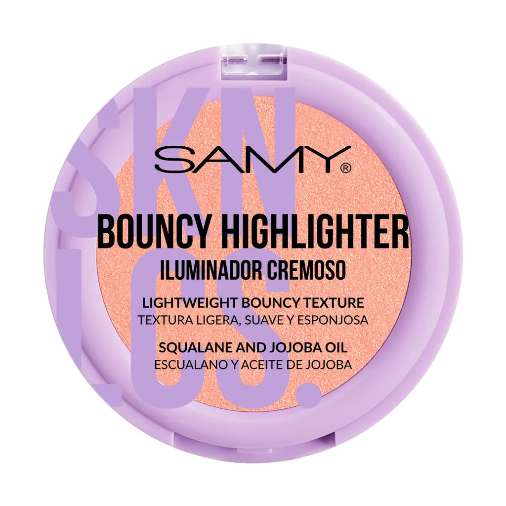 Iluminador Cremoso Samy Bouncy Highlighter Tono 02 Rose | Glow Rosado Radiante con Escualano y Aceite de Jojoba