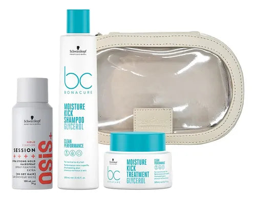 Kit Schwarzkopf Bonacure Moisture Kick – Shampoo, Tratamiento y Spray de Fijación