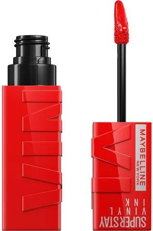 Labial Líquido Maybelline Super Stay Vinyl Ink | Tono Red Hot 25 | Acabado Vinilo de Larga Duración