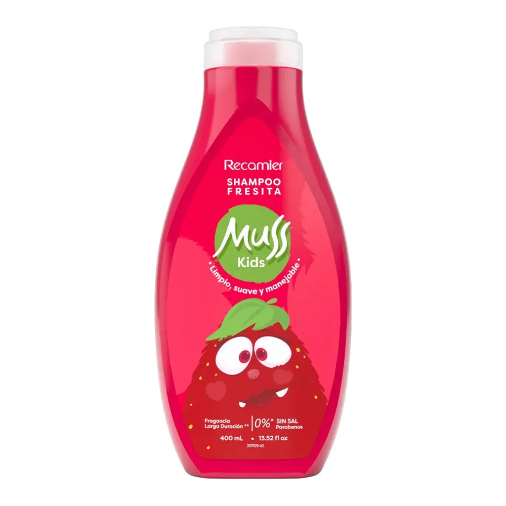 Shampoo Muss Kids Fresita Fragancia Larga Duración 400ml