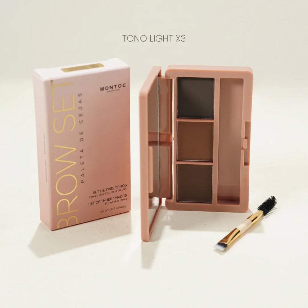 Paleta de Cejas Montoc Brow Set x 3 | Tono Light | Set Profesional de Definición