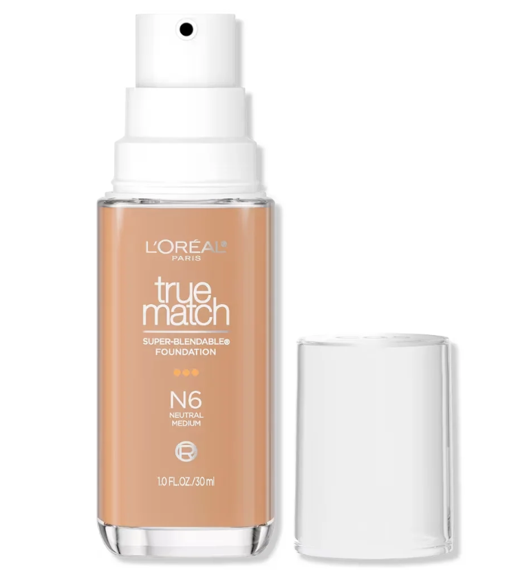 Base de Maquillaje L'Oréal True Match | Tono N6 | Acabado Natural e Hidratante | 30 ml