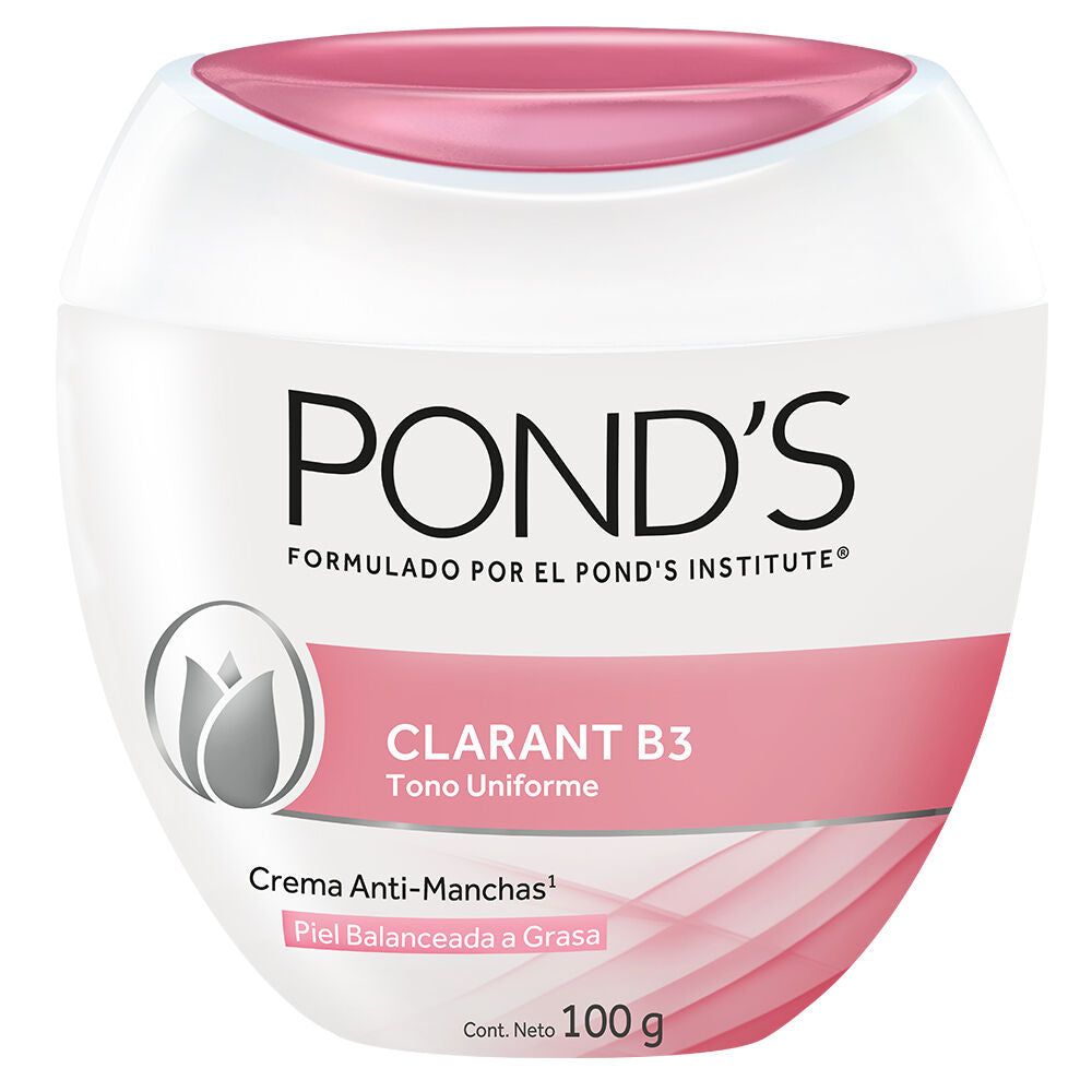 Pond's Clarant B3 Crema Anti-Manchas - Tono Uniforme para Piel Balanceada a Grasa (100 g)