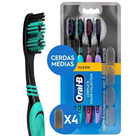 Pack 4 Cepillos de Dientes Oral-B Complete Color Collection con Protector