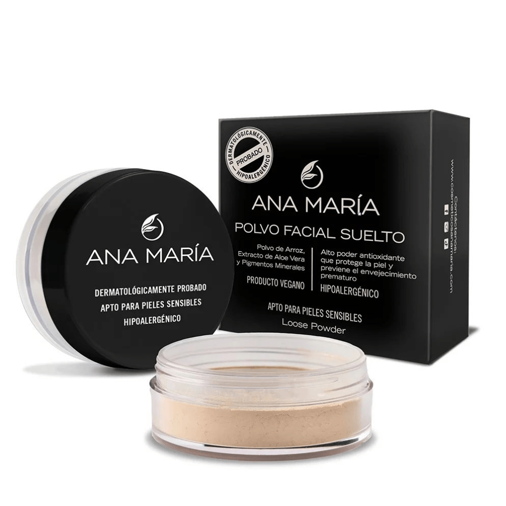Polvo Facial Suelto Ana María | Hipoalergénico y Vegano | Tono Translúcido