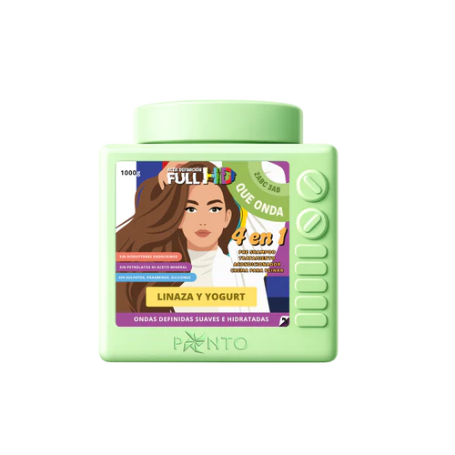 Tratamiento Capilar Que Onda Ponto | 4 en 1 Linaza y Yogurt | Ondas Definidas y Suaves