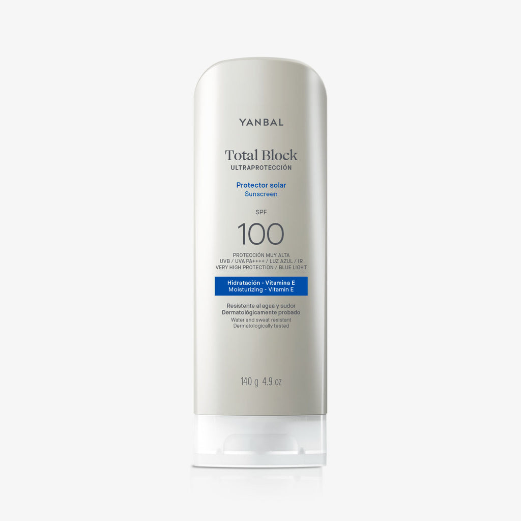 Protector Solar Yanbal Total Block Hidratante SPF 100 | Ultraprotección con Vitamina E (140g)