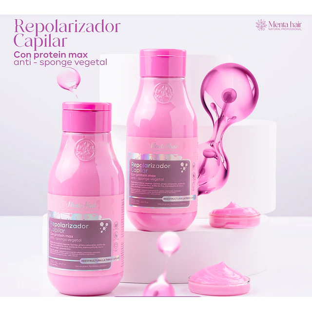 Tratamiento Re-polarizador Capilar Protein Max Anti Sponge | Menta Hair | 550 ml