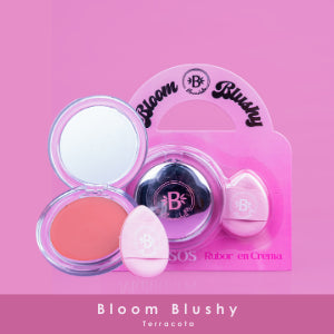 Rubor en Crema Bloom Blushy | Tono Terracota | Incluye Espejo y Esponja Aplicadora
