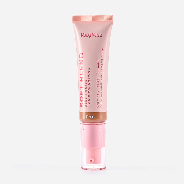 Base de Maquillaje Ruby Rose Soft Blend | Tono F90 | Acabado Mate y Alta Cobertura | 25 ml