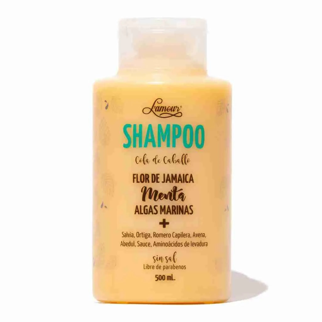 Shampoo Natural Revitalizante | Flor de Jamaica, Menta y Algas Marinas | 500ml