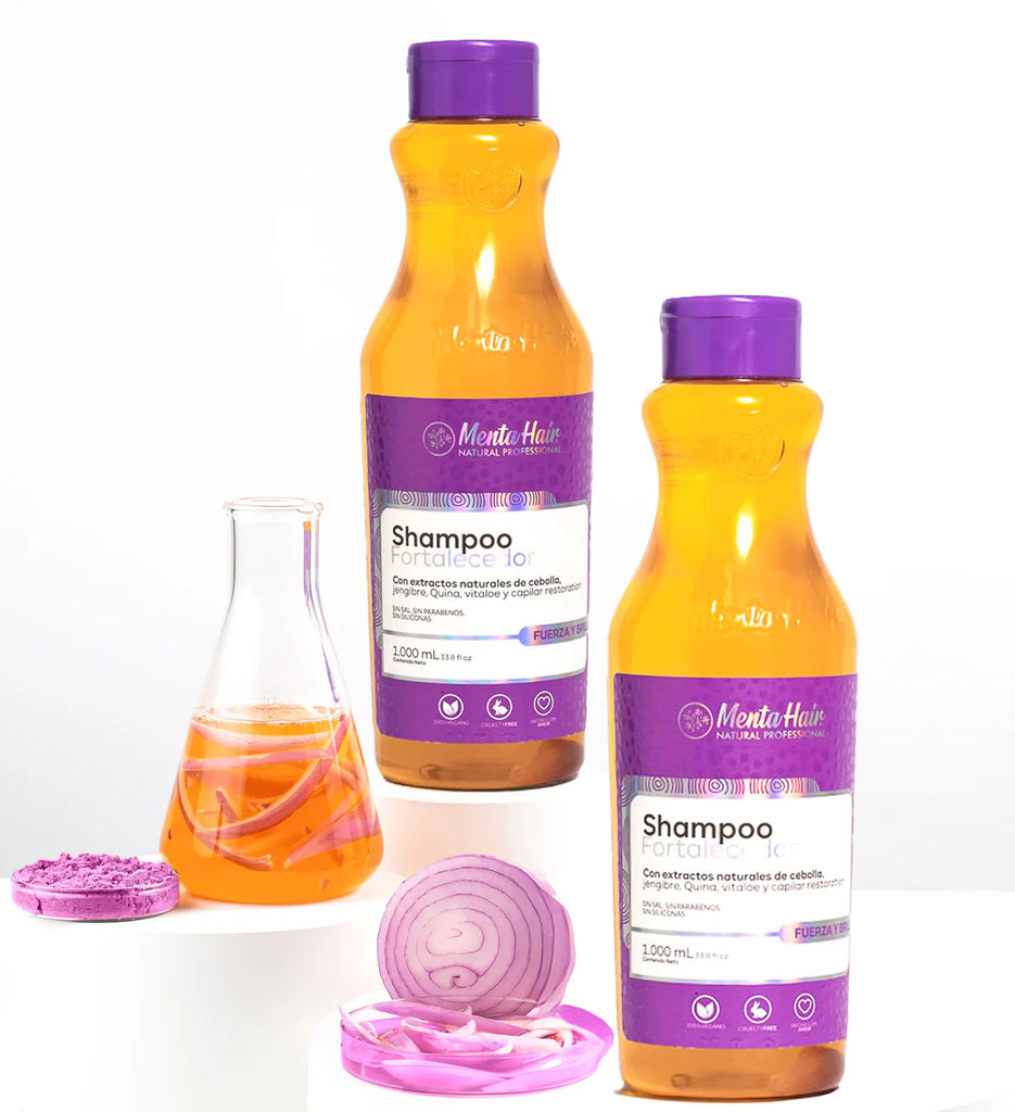 Shampoo Fortalecedor Menta Hair 1000ml | Con Extractos de Cebolla y Jengibre para Fuerza y Brillo