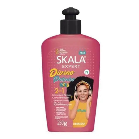 Skala Expert Divino Potinho Kids 2 en 1 (250g) | Crema para Peinar y Hidratante para Cabellos Rizados y Crespos