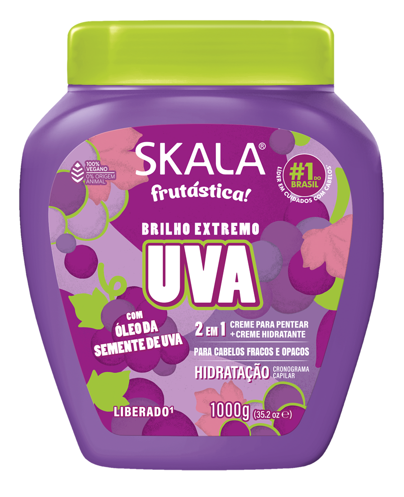 Skala Frutástica! Uva 2 en 1 (1000g) | Tratamiento de Hidratación y Brillo Extremo para Cabellos Opacos