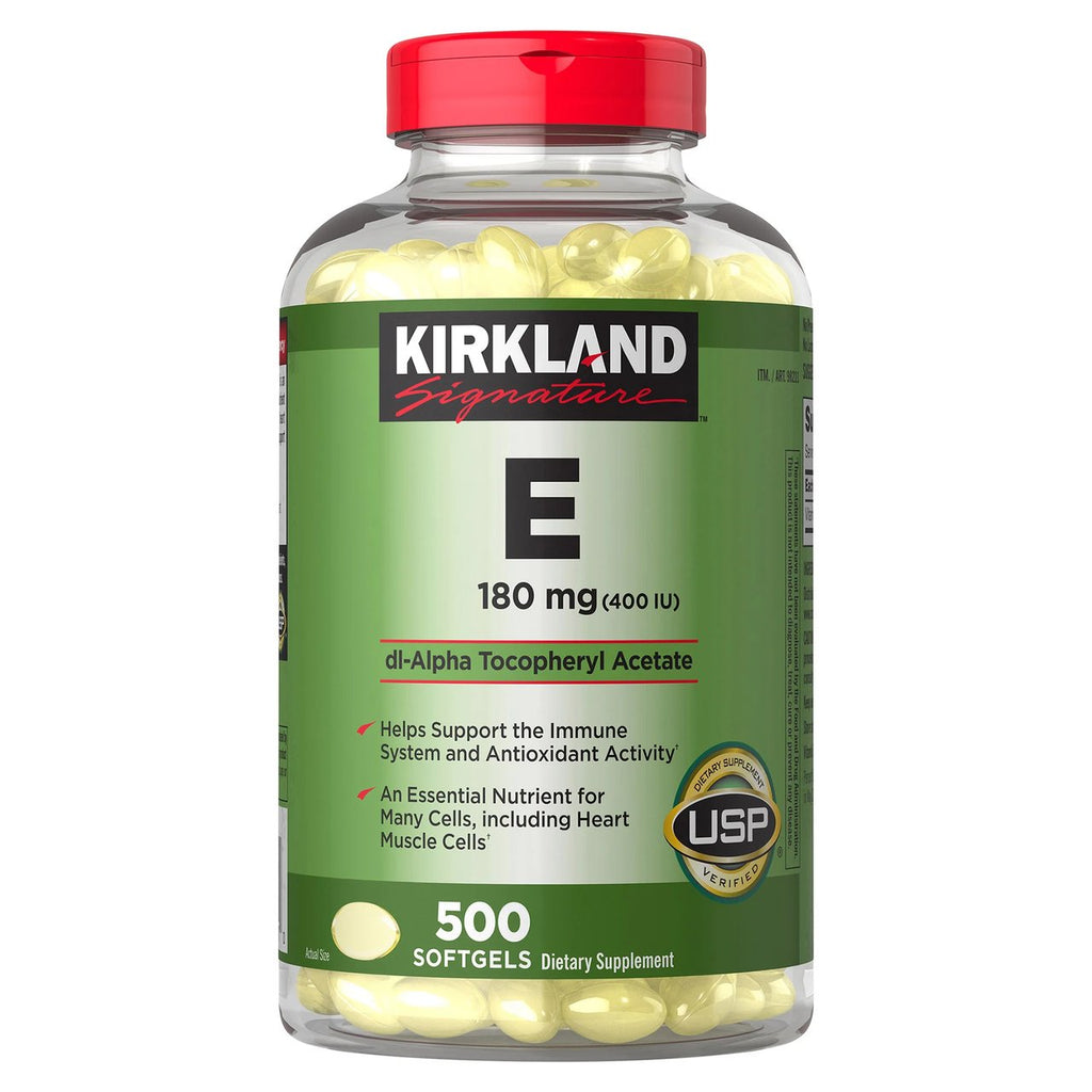 Vitamina E Kirkland Signature | 180 mg (400 UI) | 500 Cápsulas Blandas (Softgels)