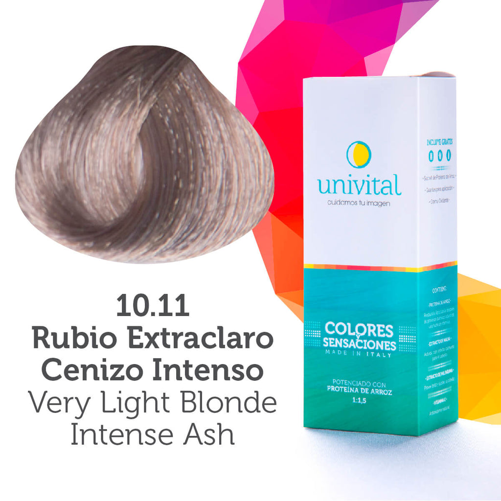 Tinte Univital Tono 10.11 Rubio Extraclaro Cenizo Intenso | Coloración con Proteína de Arroz