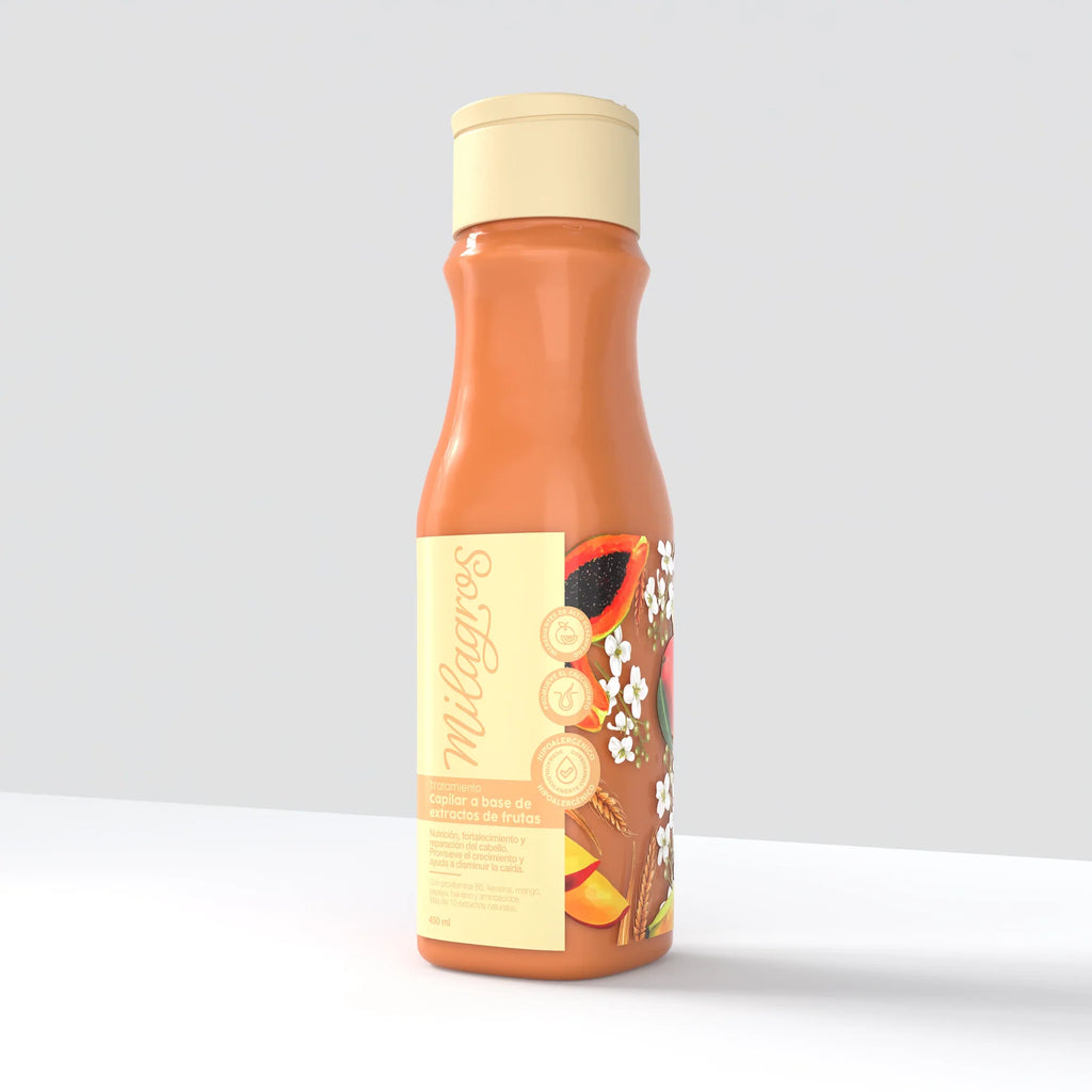 Tratamiento Capilar Milagros a Base de Extractos de Frutas | Nutrición, Reparación y Crecimiento | 450 ml