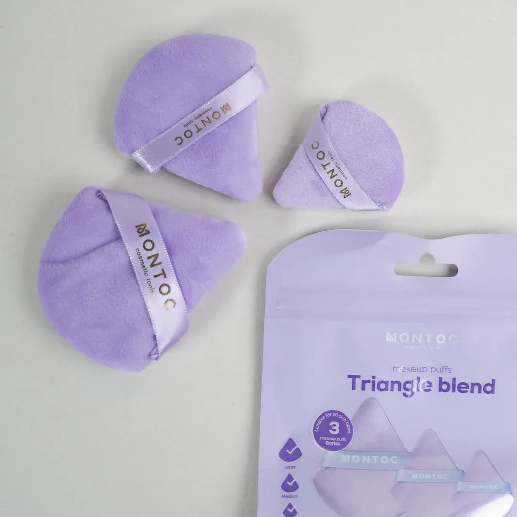 Set de Borlas para Maquillaje Triangle Blend Montoc x 3 Unidades