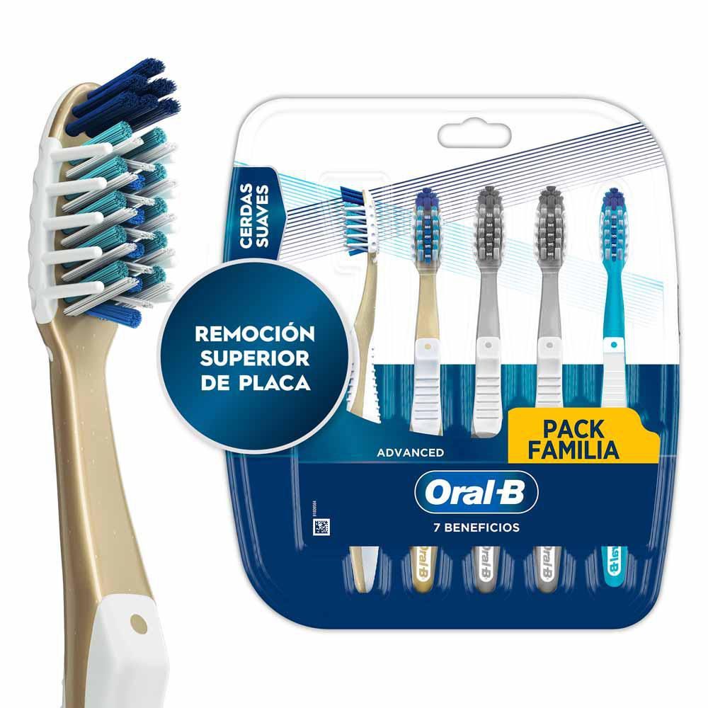 Pack Familia Cepillos de Dientes Oral-B Advanced Cerdas Suaves | 5 Unidades