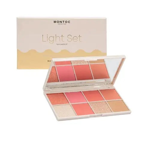 Montoc Light Set Face Palette | Paleta de Rostro Completa: Rubor, Iluminador y Bronzer 8T