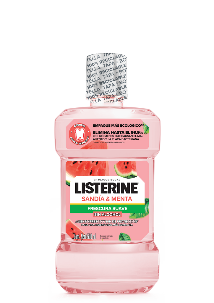 Enjuague Bucal Listerine Sandía & Menta Sin Alcohol 500 ml